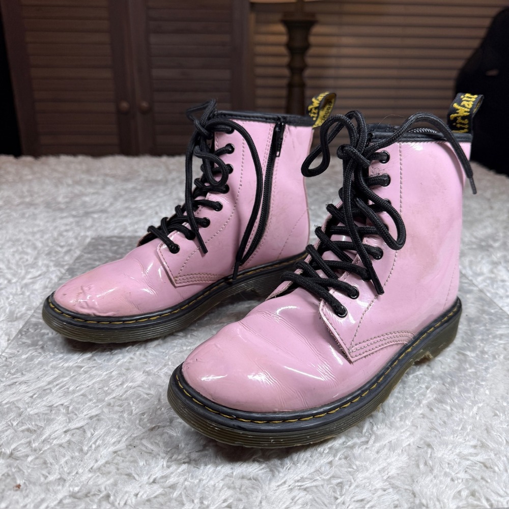 Dr. Martens Boots Girl's 4 Pink Patent Leather Shoes 1460 Punk Airwair Combat